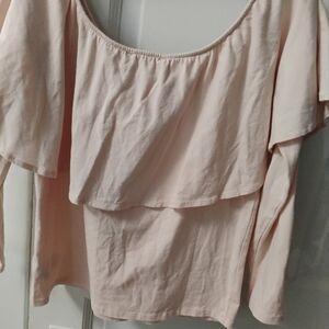 Light Pink Off the Shoulder Ruffled Blouse